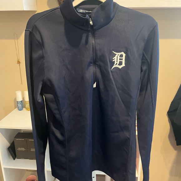 NWT Small Detroit Tigers Cutter & Buck Women's Traverse Stretch Eco Quarter Zip - Picture 2 of 3